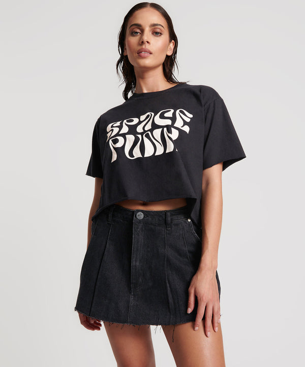 one teaspoon Pleated Low Waist Micro Denim Mini Skirt - Black Oak