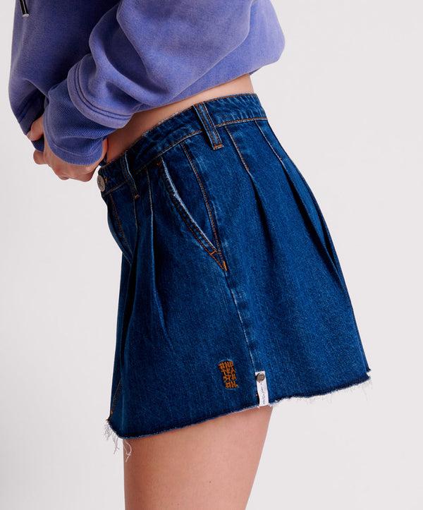 One Teaspoon Pleated Micro Denim Mini Skirt - Blue Moon