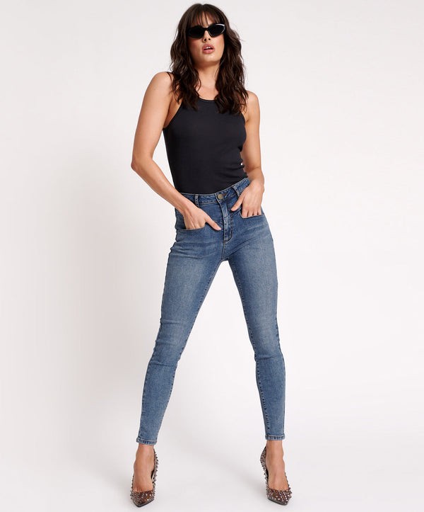 one teaspoon Preachers High Waist Skinny Stretch Denim Jeans - Classic Blue