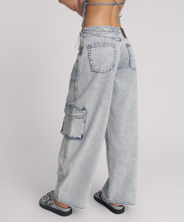 One Teaspoon Ravens High Waist Barrel Leg Denim Jeans - Bahama Blue