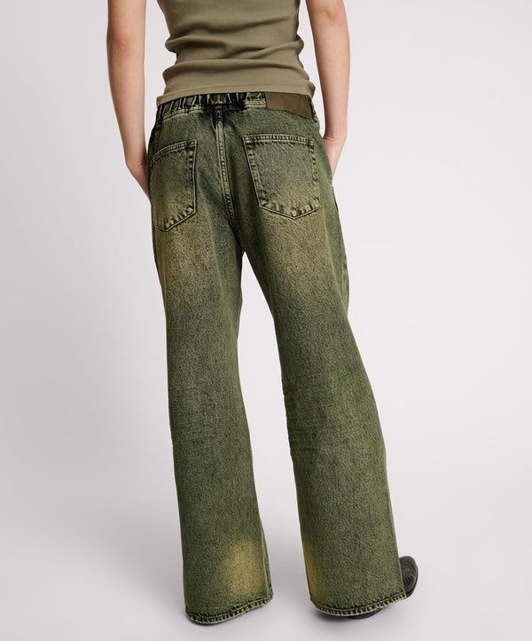 One Teaspoon Roadhouse Wide Leg Drawstring Denim Jeans - Black Khaki