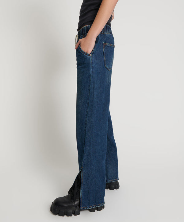 One Teaspoon Roadhouse Wide Leg Drawstring Denim Jeans - Royal Blue