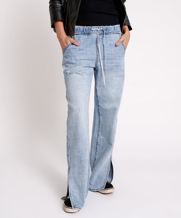 One Teaspoon Roadhouse Wide Leg Drawstring Denim Jeans - Salty Dog