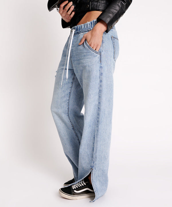 One Teaspoon Roadhouse Wide Leg Drawstring Denim Jeans - Salty Dog