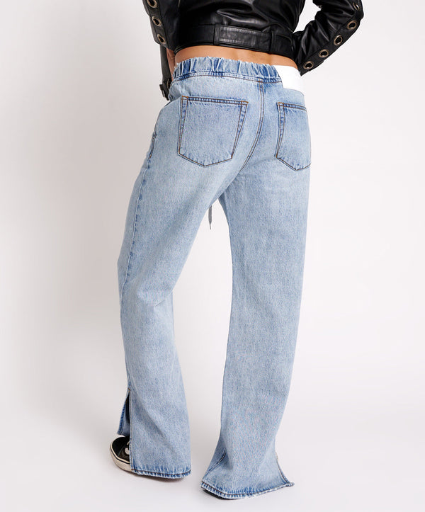 One Teaspoon Roadhouse Wide Leg Drawstring Denim Jeans - Salty Dog