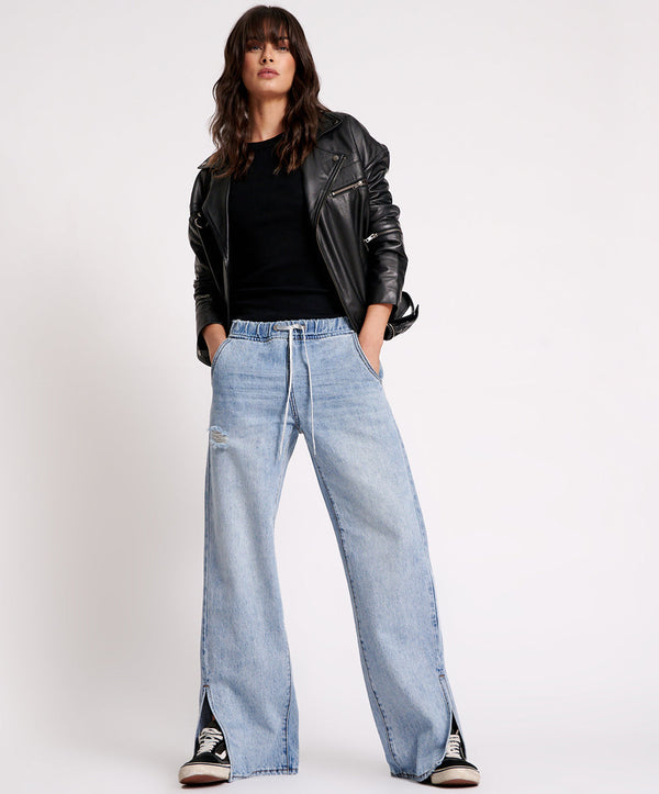 one teaspoon Roadhouse Wide Leg Drawstring Denim Jeans - Salty Dog