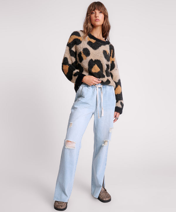 one teaspoon Roadhouse Wide Leg Drawstring Denim Jeans - Sportster Blue