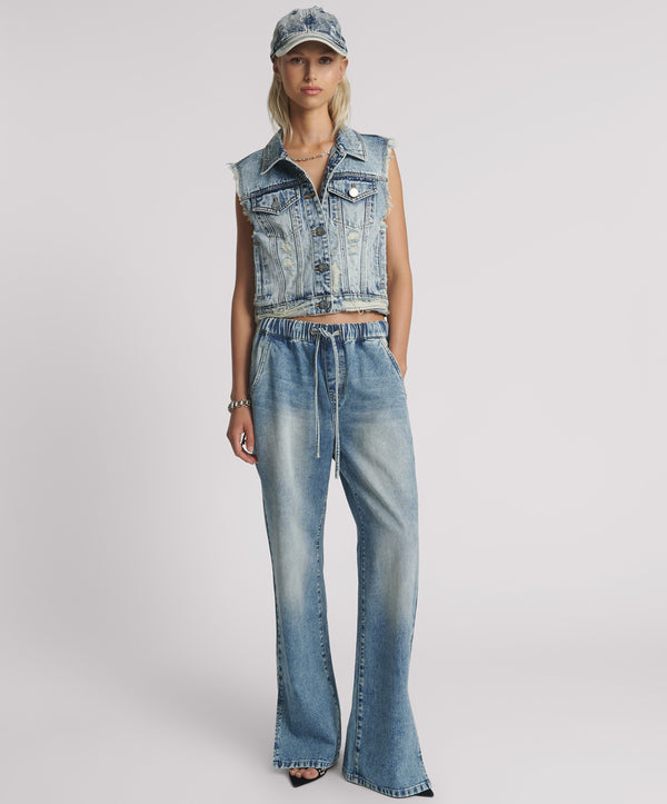 one teaspoon Roadhouse Wide Leg Drawstring Denim Jeans - Sunset Blue