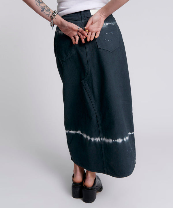One Teaspoon Rocko Mid Waist Long Length Denim Skirt - Black Magic