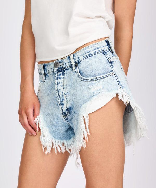 One Teaspoon Rollers Low Waist Denim Shorts - Depeche Blue
