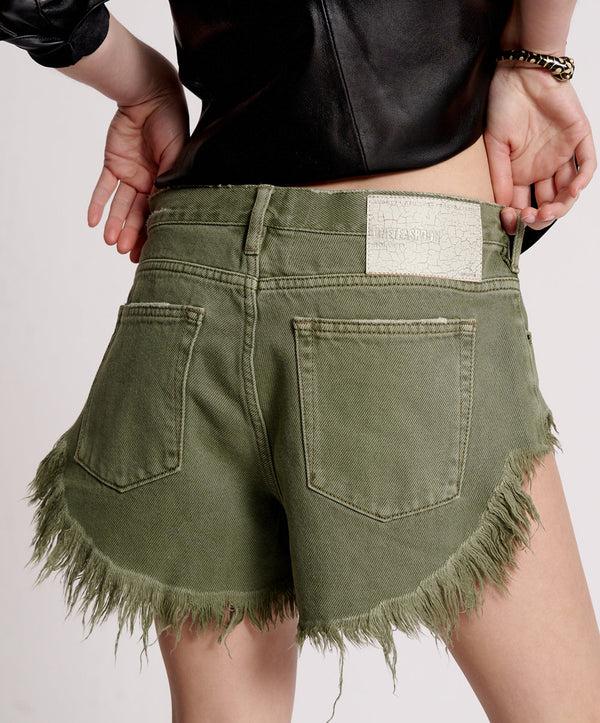 One Teaspoon Rollers Low Waist Denim Shorts - Military Khaki