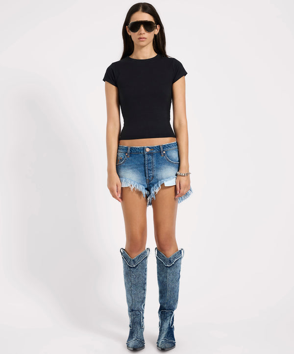 One Teaspoon Rollers Low Waist Denim Shorts - Pacifica Blue