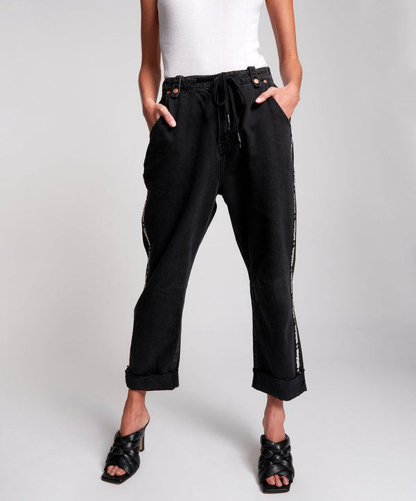 One Teaspoon Safari High Waist Relaxed Tapered Denim Jeans - Worn Black