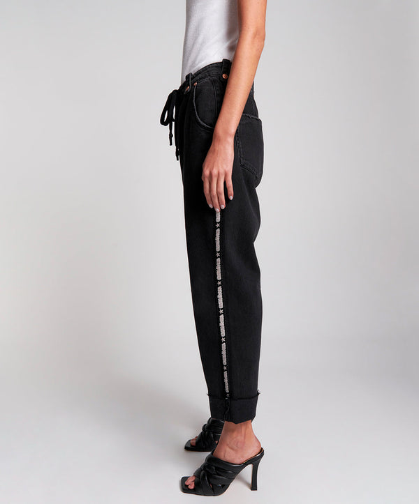 One Teaspoon Safari High Waist Relaxed Tapered Denim Jeans - Worn Black