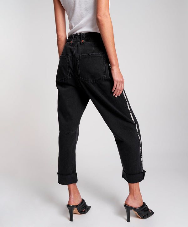 One Teaspoon Safari High Waist Relaxed Tapered Denim Jeans - Worn Black