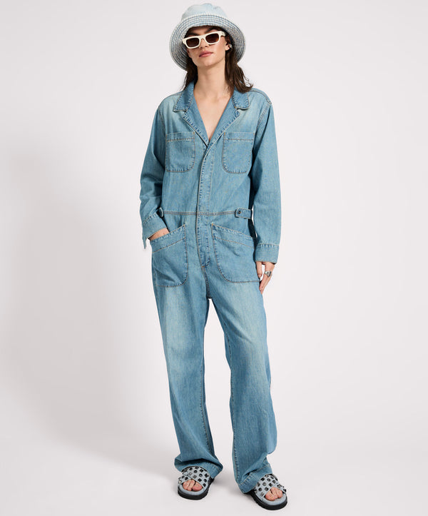 one teaspoon Safari Oversized Boiler Denim Jumpsuit - Used Blue