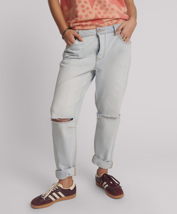 One Teaspoon Saints Low Waist Boyfriend Denim Jeans - Cyber Blue