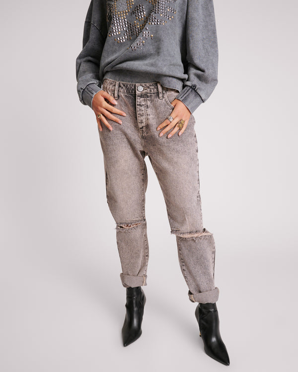One Teaspoon Saints Low Waist Boyfriend Denim Jeans - Dusty Smoke