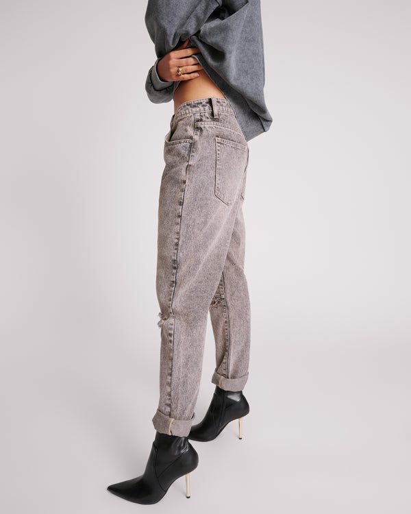 One Teaspoon Saints Low Waist Boyfriend Denim Jeans - Dusty Smoke