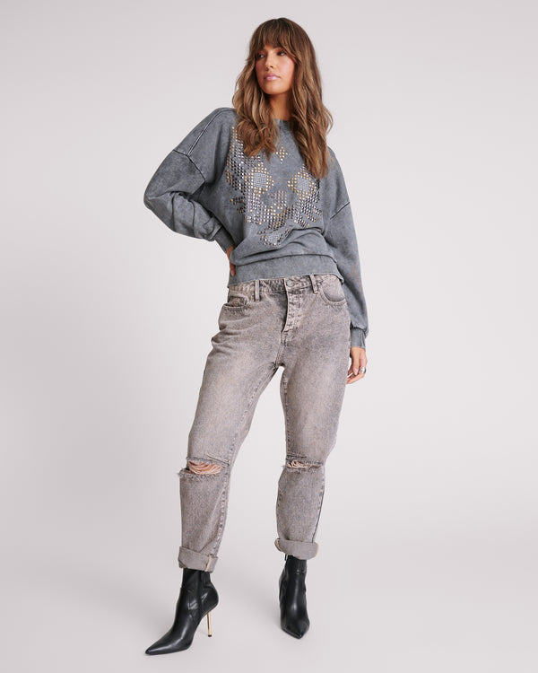 one teaspoon Saints Low Waist Boyfriend Denim Jeans - Dusty Smoke