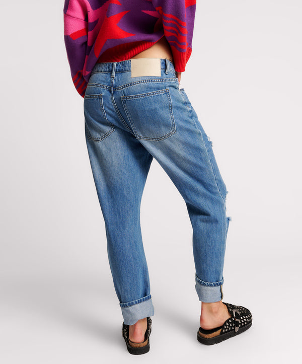 One Teaspoon Saints Low Waist Boyfriend Denim Jeans - Midtown Blue