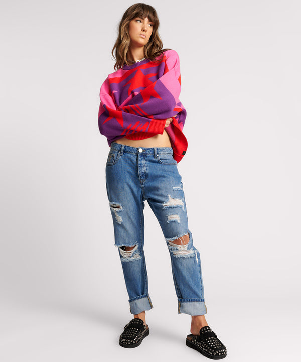 one teaspoon Saints Low Waist Boyfriend Denim Jeans - Midtown Blue