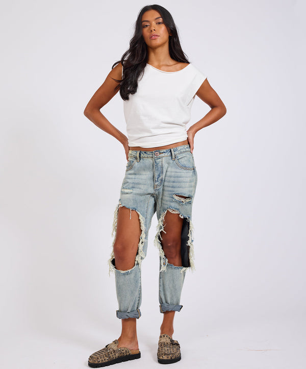 one teaspoon Saints Low Waist Boyfriend Denim Jeans - Montana