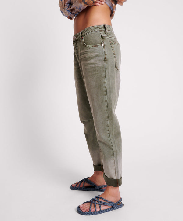 One Teaspoon Saints Low Waist Boyfriend Denim Jeans - Old Khaki