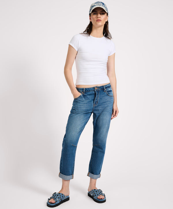one teaspoon Saints Low Waist Boyfriend Denim Jeans - Pacifica Blue