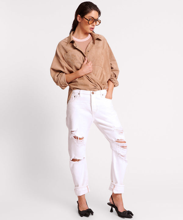 one teaspoon Saints Low Waist Boyfriend Denim Jeans - Pearl