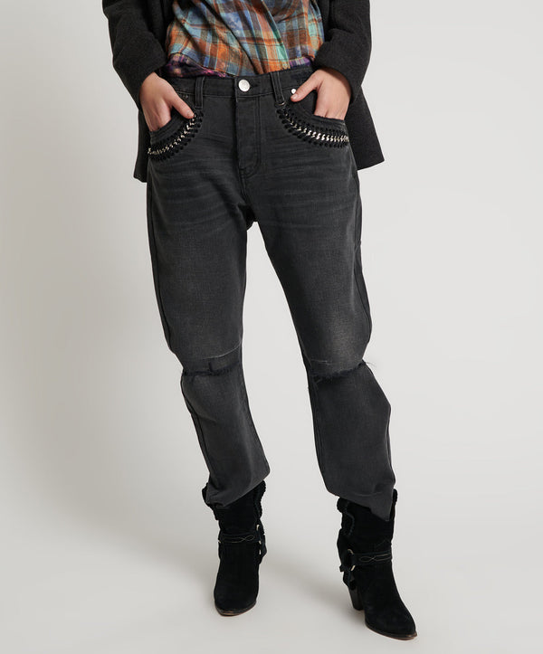 One Teaspoon Saints Low Waist Boyfriend Denim Jeans - Storm Grey