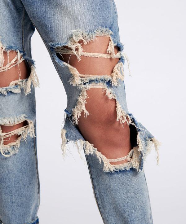 One Teaspoon Saints Low Waist Boyfriend Denim Jeans - Sunbleach Blue
