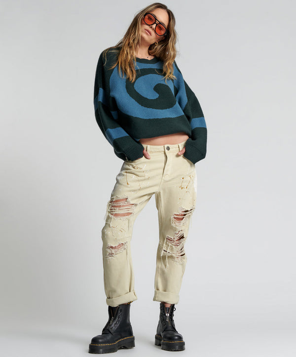 one teaspoon Saints Low Waist Boyfriend Denim Jeans - Vegas Gold