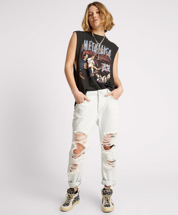 one teaspoon Saints Low Waist Boyfriend Denim Jeans - Xanthe Blue