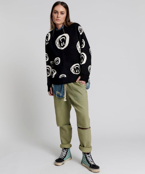 one teaspoon Shabbies Low Waist Drawstring Boyfriend Denim Jeans - Khaki Haze