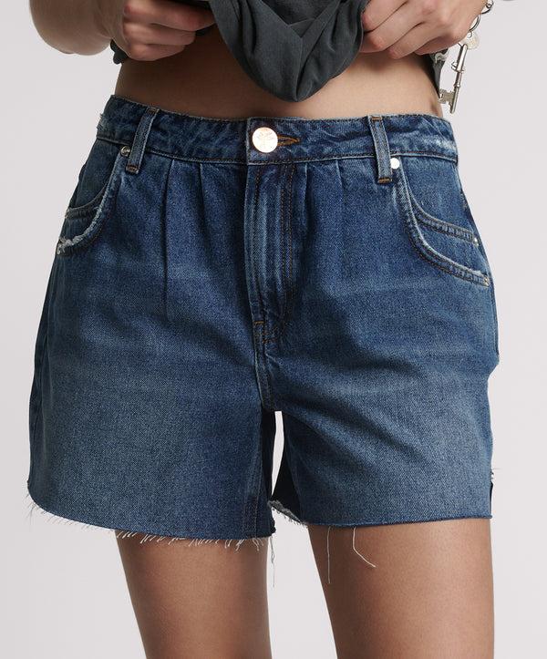 One Teaspoon Shakers Low Waist Super Relaxed Denim Shorts - Blue Thunder