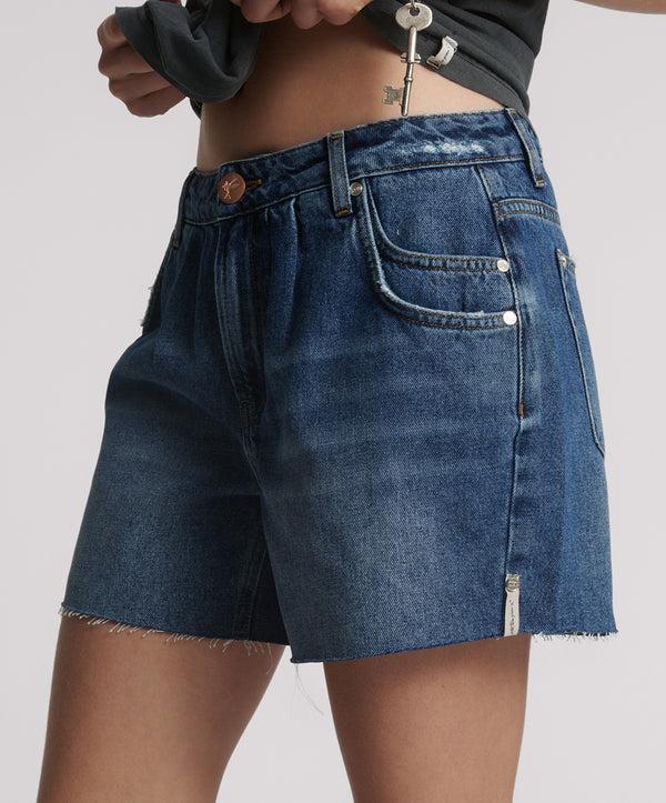 One Teaspoon Shakers Low Waist Super Relaxed Denim Shorts - Blue Thunder