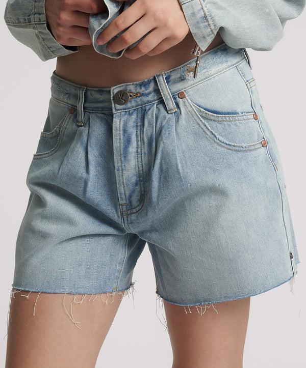 One Teaspoon Shakers Low Waist Super Relaxed Denim Shorts - Hendrixe Blue