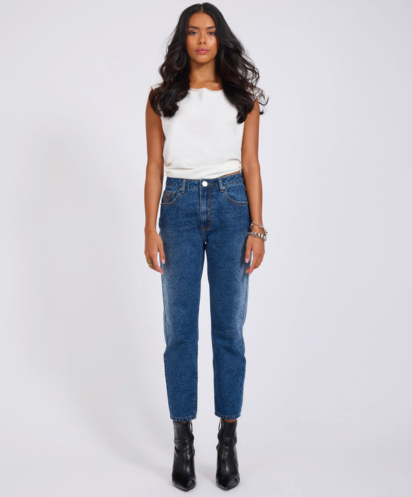 One Teaspoon Slims High Waist Cropped Slim Fit Denim Jeans - Blue Paisley