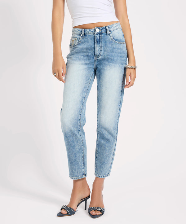 One Teaspoon Slims High Waist Cropped Slim Fit Denim Jeans - Sunset Blue