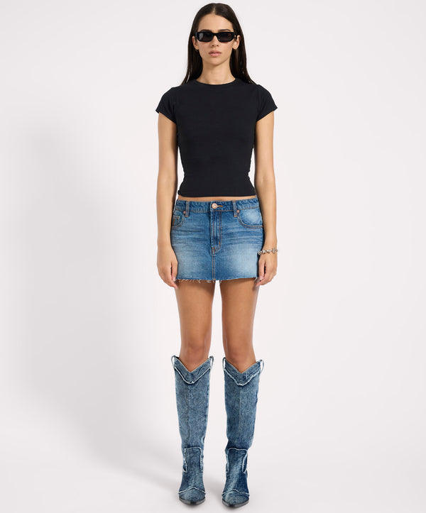 One Teaspoon Sloane Low Waist Denim Mini Skirt - Pacifica Blue