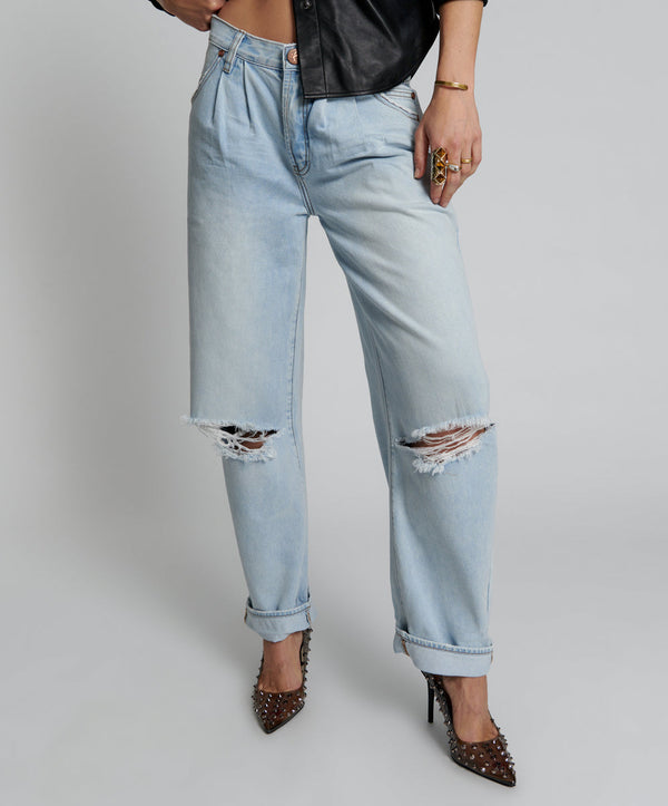 One Teaspoon Smiths Low Waist Wide Leg Denim Jeans - Casanova