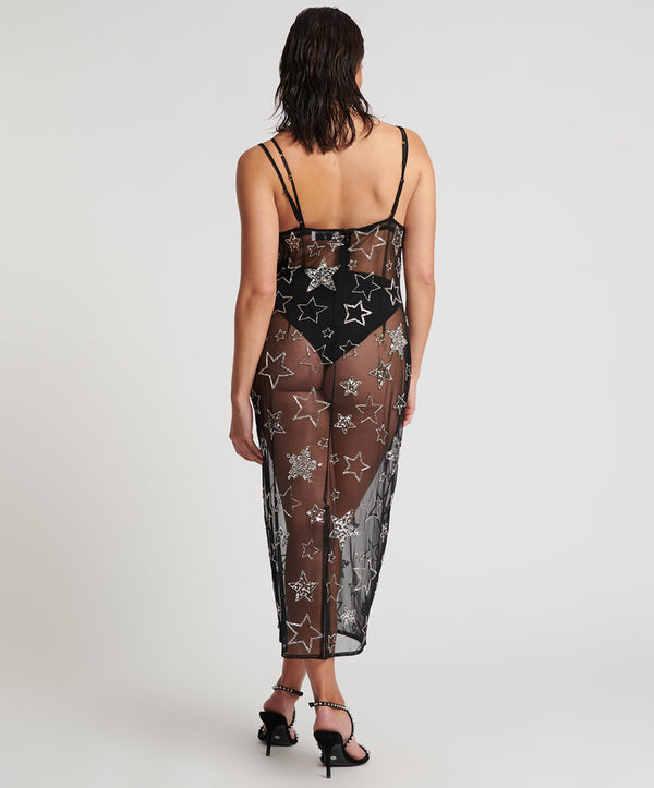 One Teaspoon Stellar All Star Hand Beaded Slip Maxi Dress - Black