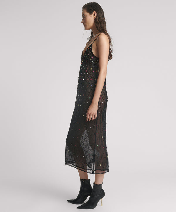One Teaspoon Stellar Jewel Hand Beaded Slip Midi Dress - Black