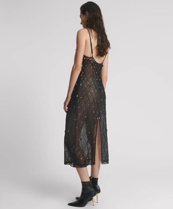 One Teaspoon Stellar Jewel Hand Beaded Slip Midi Dress - Black