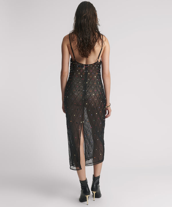 One Teaspoon Stellar Jewel Hand Beaded Slip Midi Dress - Black