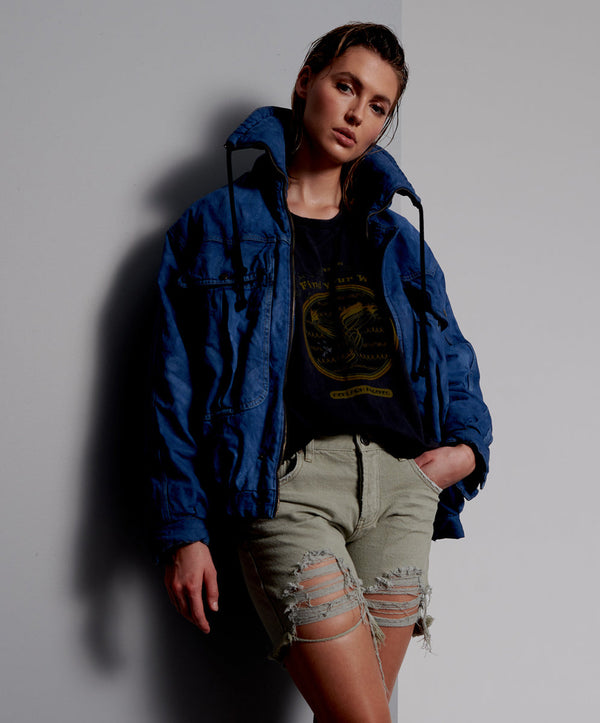 One Teaspoon Stevies Low Waist Waist Long Length Boyfriend Denim Shorts - Faded Khaki