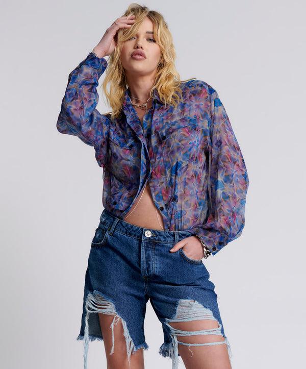 one teaspoon Stevies Low Waist Waist Long Length Boyfriend Denim Shorts - Rosewood