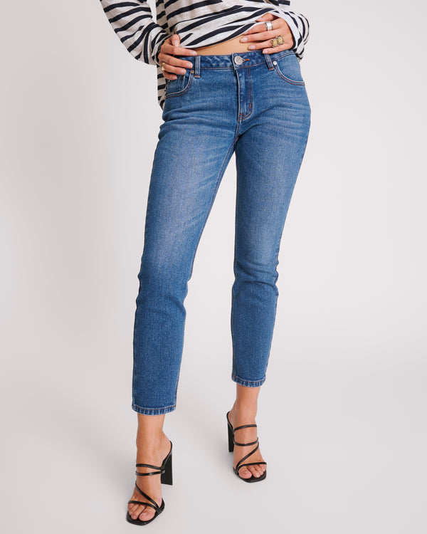 One Teaspoon Stixx Low Waist Slim Straight Leg Denim Jeans - Washed Blue
