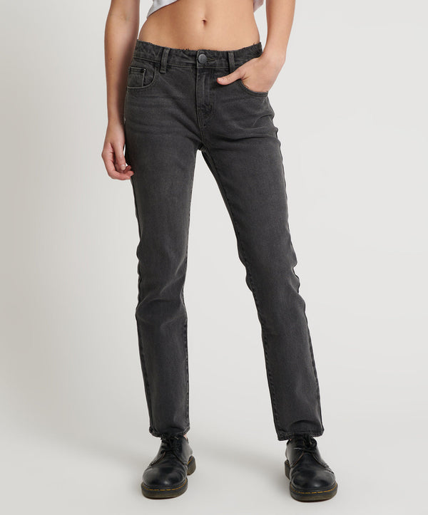 One Teaspoon Stixx Low Waist Slim Straight Leg Denim Jeans - Washed Black